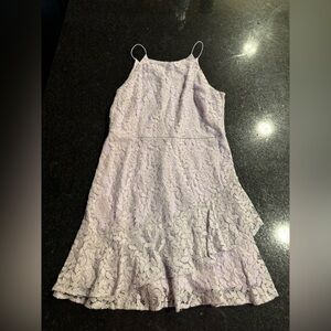 Purple sleeveless floral lace dress